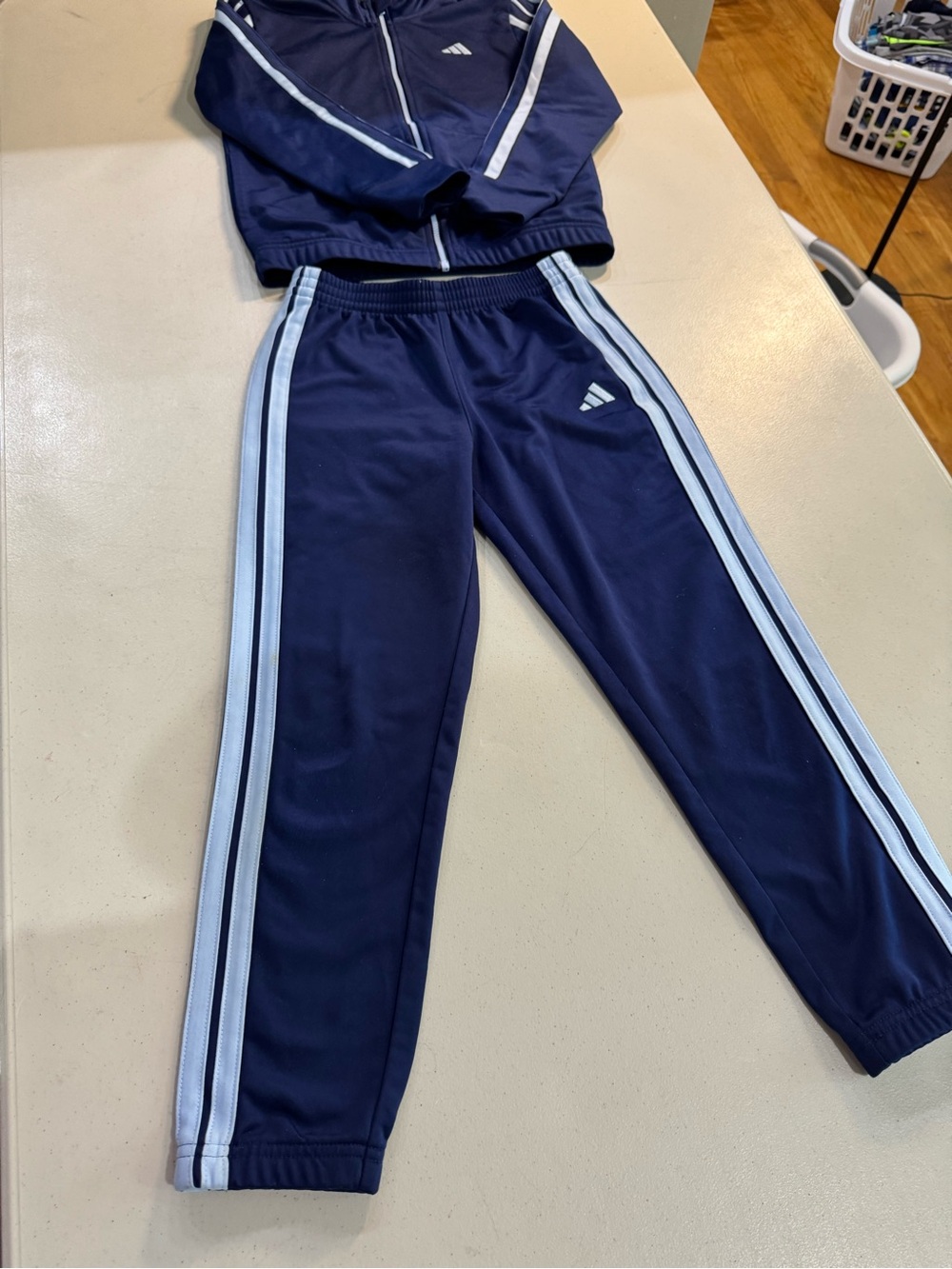 adidas Navy Sweatpants with Light Blue Stripes - Kids